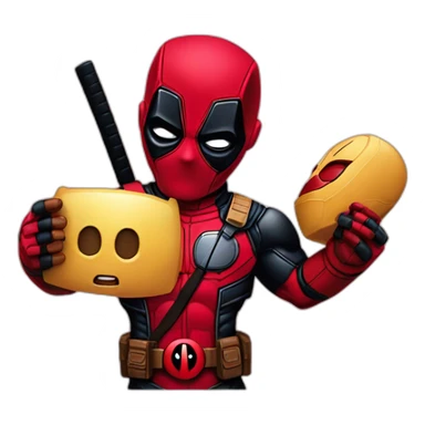 Deadpool with ironman sticker
