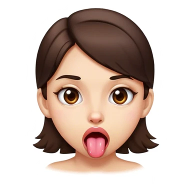 grossed out tongue out brunette pretty girl sticker