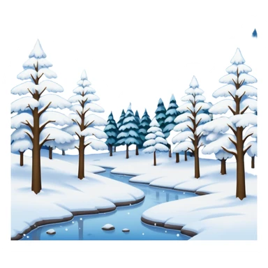 painting with snowing landscape sticker