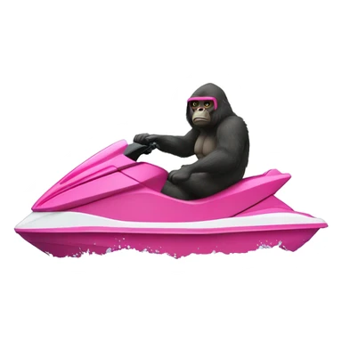 un gorille rose en jet ski sticker