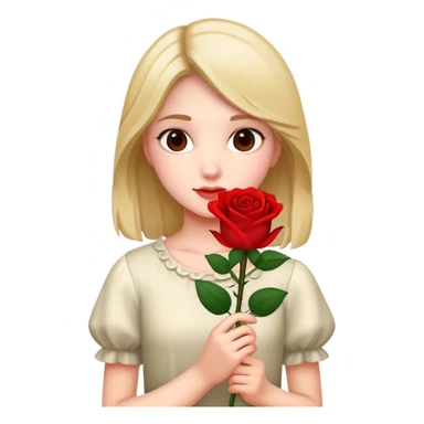 A girl holding a rose in her hand. sticker