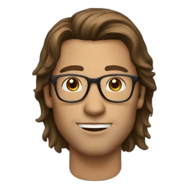 man long brown hair with glasses sticker