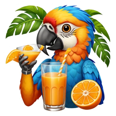 Macaw drinking orange juice sticker