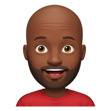 "Cartoon-style bald man with dark skin, beard, red shirt & puckered lips in a playful, meme-like expression." sticker