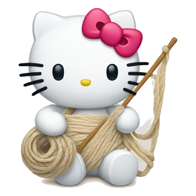 Hello Kitty holding a yarn sticker