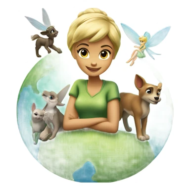 🌍✨ Tinker Bell and her animal friends save the planet through teamwork and care, proving collaboration can overcome any challenge. 🌿🤝 sticker