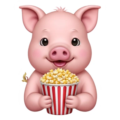 Un cerdo comiendo palomitas sticker