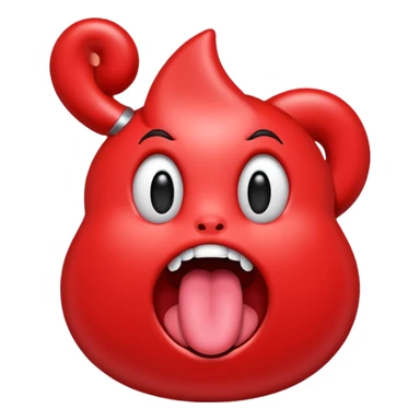 ohm red character shiny eyes tongue out sticker