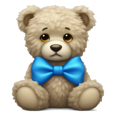 blue fur teddy with bow sticker