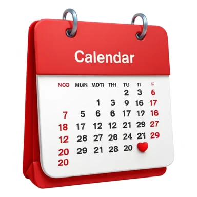 minimalistic Apple-style emoji icon of a calendar in 3D perspective, single date number centered, no text or month name, soft shadows, realistic glossy material, subtle depth, high-resolution, modern flat 3D design sticker