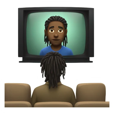 Black man with dreadlocks watching a big screen tv sticker