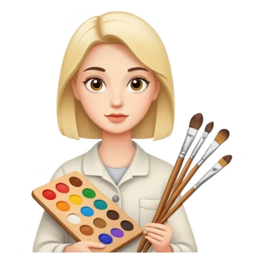 artist with palette and brushes sticker
