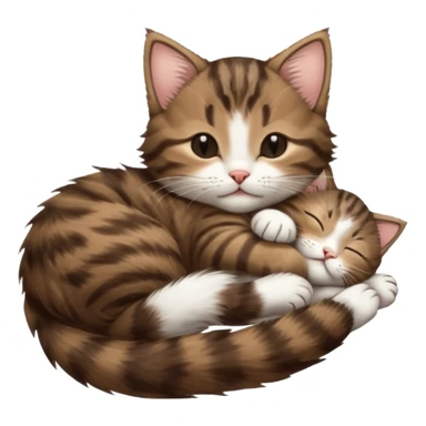 dark brown tabby and white kitten sleeping whilst in funny positions stretched out and  upside down sticker