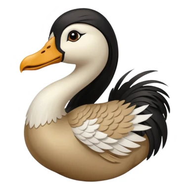 goose with long black hair and swoop bangs sticker