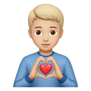 Un garçon beau qui fait un cœur sticker