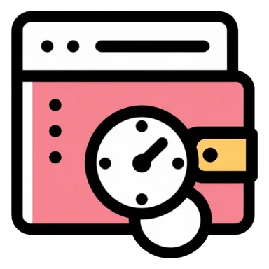 wallet with a clock on it, representing quick services at affordable prices sticker