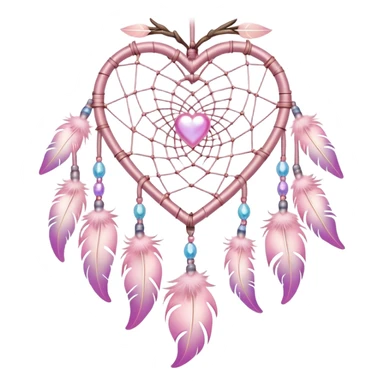 Iridescent pastel pink heart dreamcatcher sticker