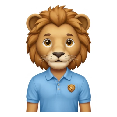 un leon con polito celeste caricatura sticker