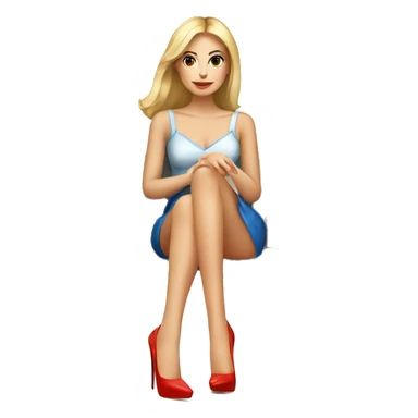 Russian beautiful girl sitting with high heels, with shopping bags on feet sticker