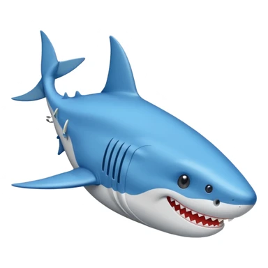 Un tiburón con unas zapatillas azules  sticker