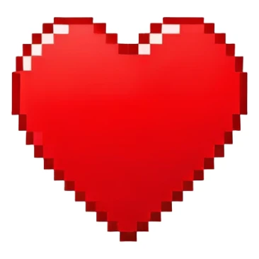 A pixel art emoji of a heart, rendered in a retro 8-bit style with simple, bold colors. sticker