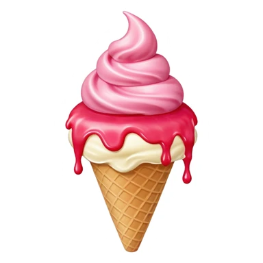 vanilla ice cream cone with strawberry sauces sticker