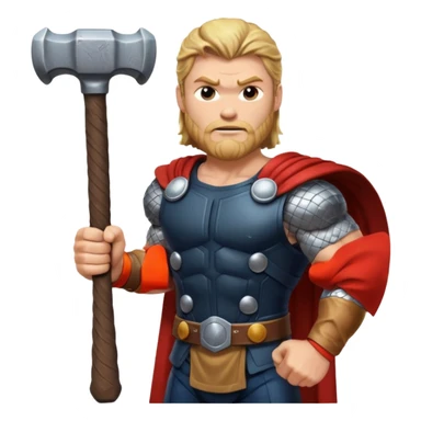 Thor emoji with hammer sticker