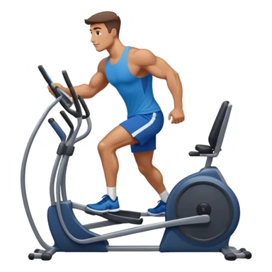 buff guy in blue shorts using elliptical sticker