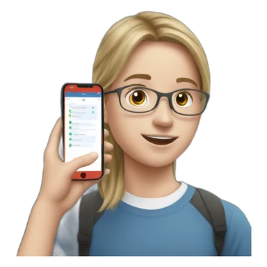 student holds a mobile phone during an exam sticker