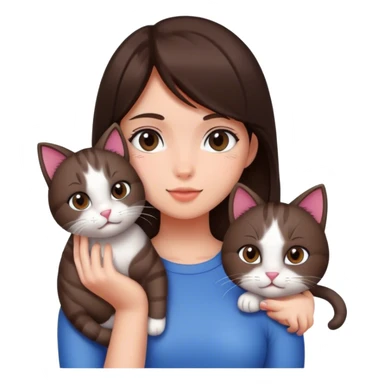 Brunette girl and cat sticker