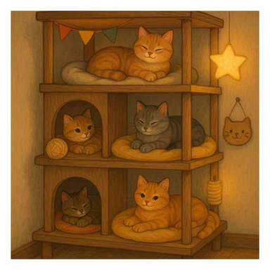 cats relaxing in a vertical playhouse sticker