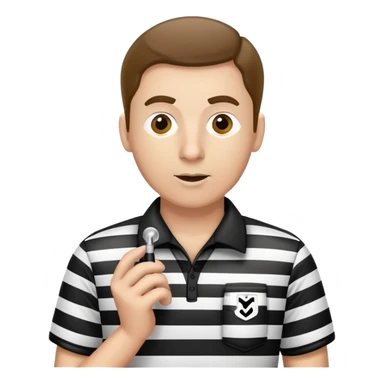 A sports referee with a whistle wearing black and white striped shirt sticker