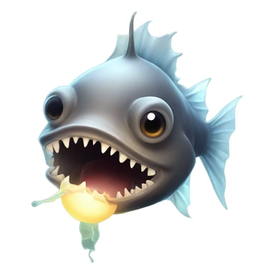Anglerfish with glowing lure, sharp teeth, and big eyes. sticker