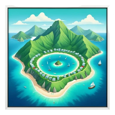 île Guadeloupe dans sa forme géographique réelle, vue du dessus sticker