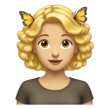The girl is blond and has butterflies in her hair. sticker