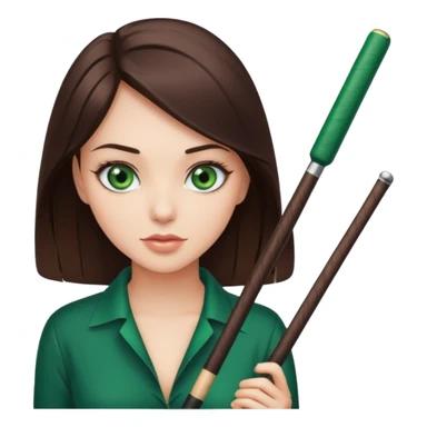 Beautiful brunette with pool cue sticker