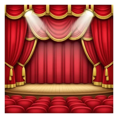 An emoji of a empty theatre stage with red curtains simple sticker