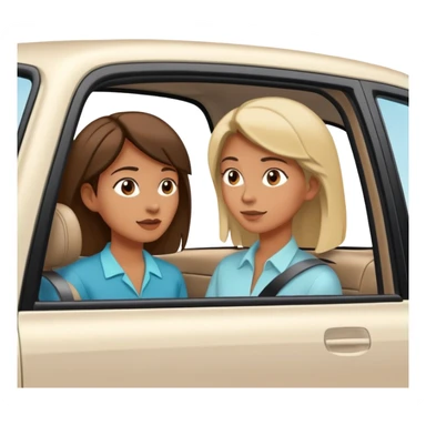 woman leaning talking to person in parked car with window down sticker