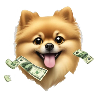 Pomeranian with money raining sticker