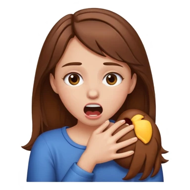 Make a emjoi of a brown hair girl choking herself In a joking way sticker