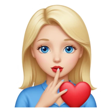 Une femme blonde yeux bleus qui envoi un bisous cœur sticker