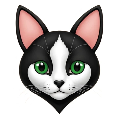 Haz una gata de ojos verdes la cara blanca con mancha negra en las orejas que agarra parte de la frente del lado der pero del iz va desde el ojo hasta la oreja la mancha, tiene la nariz negra en forma de corazón y todo lo que sobra de la cara, barbilla la nariz arriba y el lado de bigotes es blanca sticker