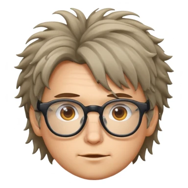 Cabelo bagunçado e oculos sticker