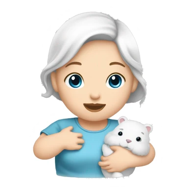 mom holding newborn baby girl with blue eyes white skin and black hair and white skin newborn girl bab white skin black hair sticker