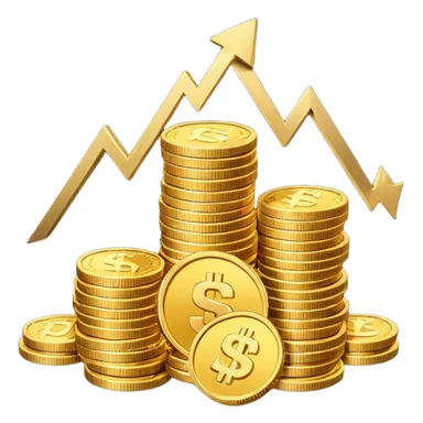 emoji for economy showing stack of coins and rising chart sticker