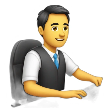 un chico en sentado en la computadora editando sticker