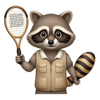 raccoon hand and forearm holding a tennis racket by the handle, no raccoon body sticker