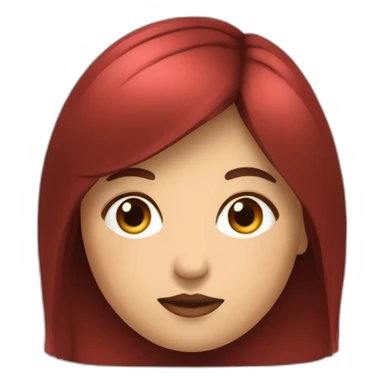 jovencita con cara redonda gordita mofletes rojos y pelo castaño con flequillo sticker