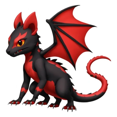 Cherry-Red and Jet-Black Fierce Fiery Mohawked Gothic Salandit-Litten-Torracat-hybrid-creature (full body) sticker