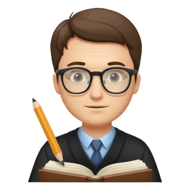 man write in book , wearing glasses sticker